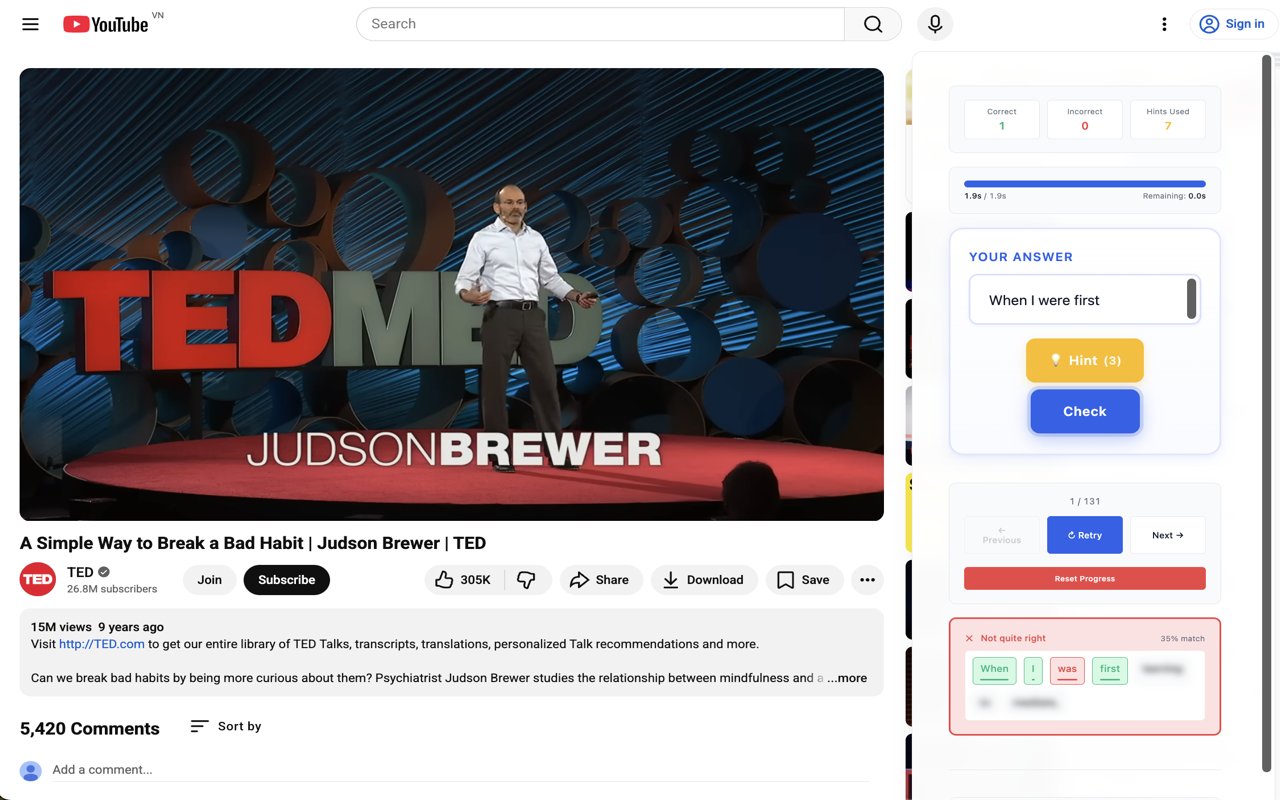 YouPractice Answer Feedback with Highlights